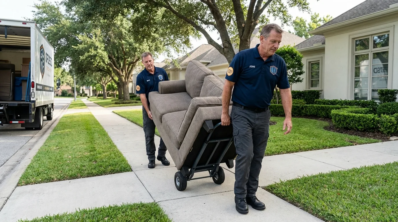 Local residential moving crew loading furniture in Montrose, PA